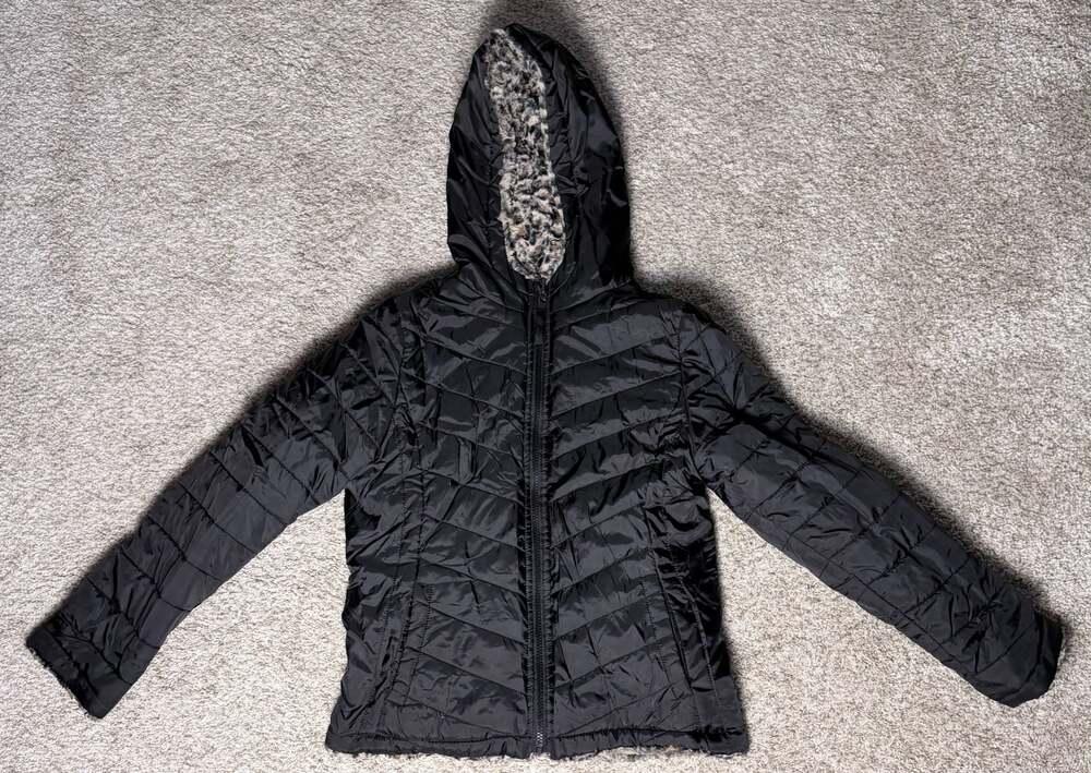 So Girls Reversible Quilted Puffer Jacket with Faux Fur Lining, Size 16